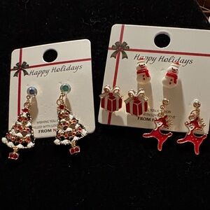 Nicole Festive Holiday Earrings Set - Red and Gold